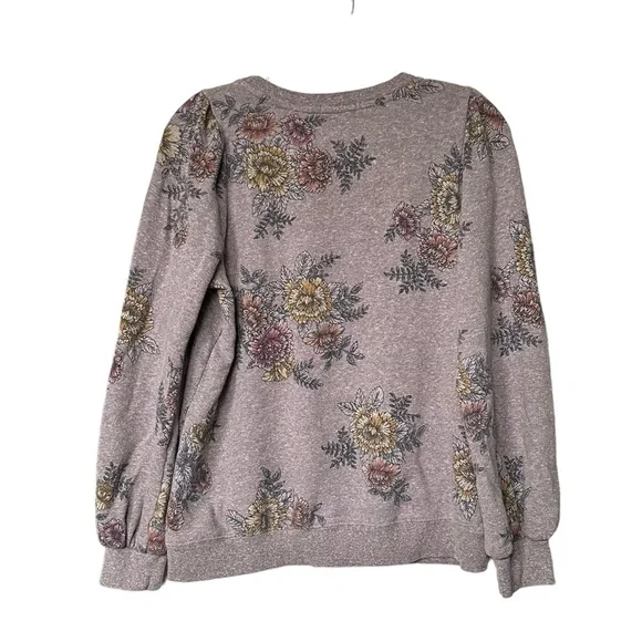 Democracy Gray Floral‎ Sweatshirt Size M H2 - Picture 3 of 6